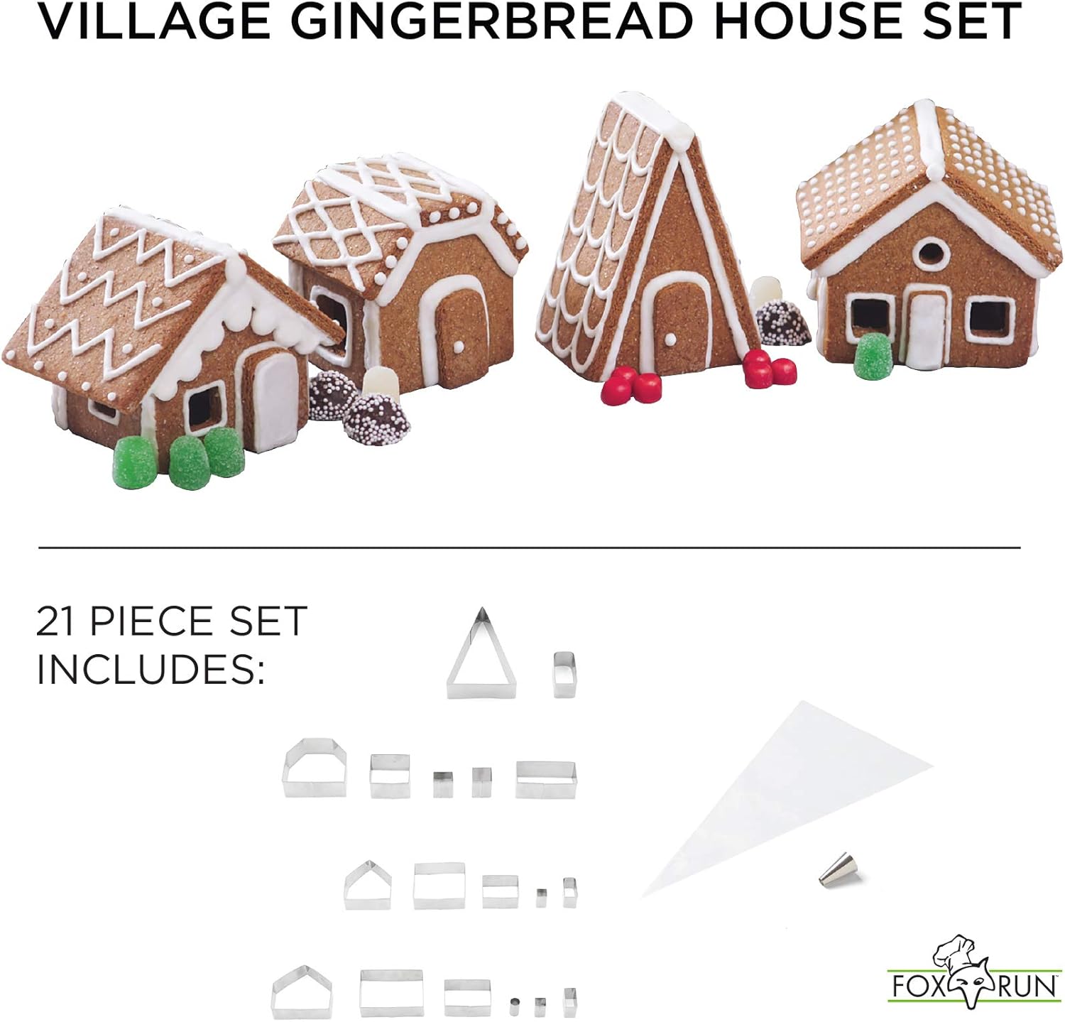 Fox Run Gingerbread House Christmas Village Set