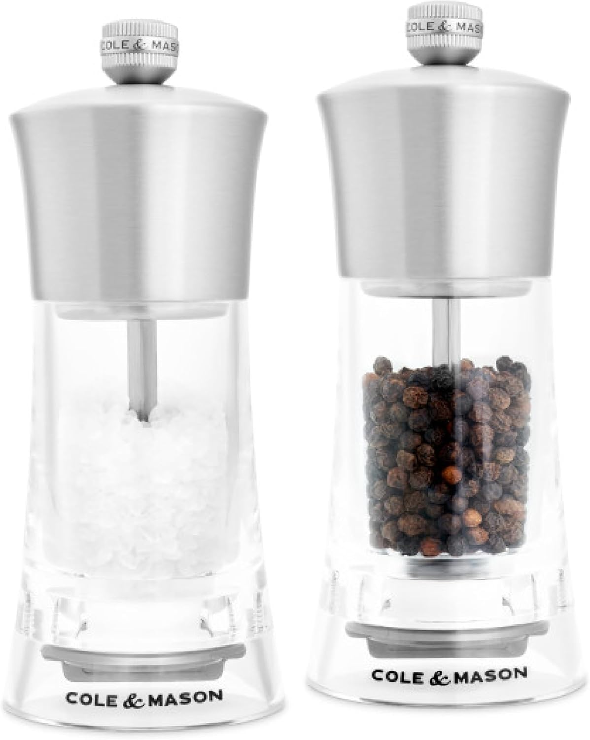 Cole & Mason Bromley Salt & Pepper Mill Gift Set – Acrylic & Stainless Steel – 6" / 15 cm