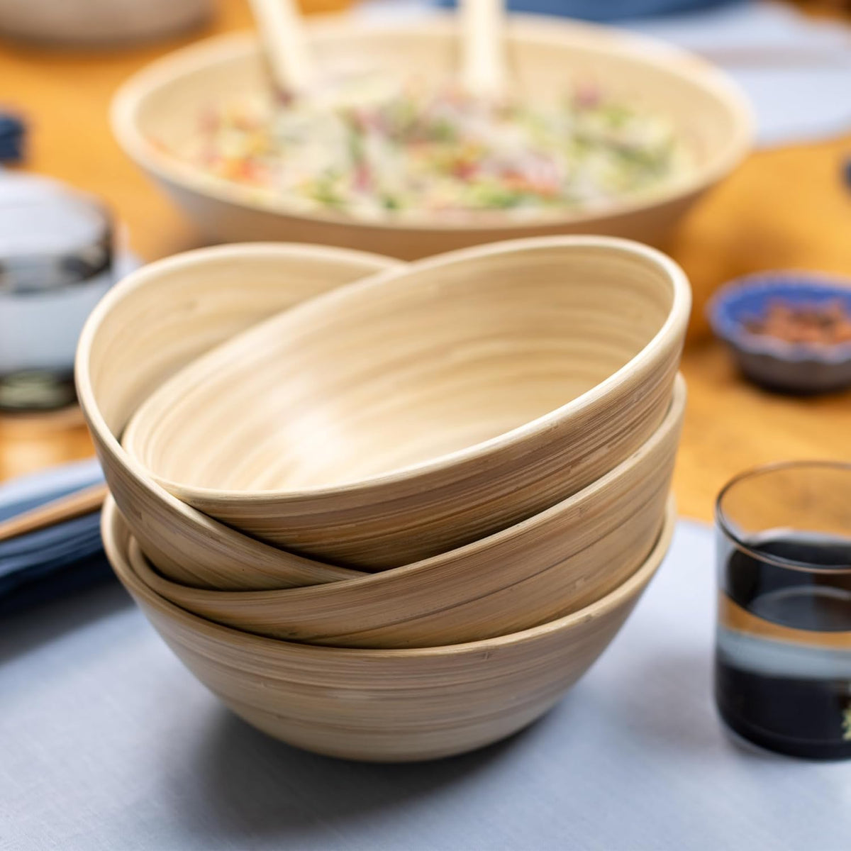 Joyce Chen Lexa Bamboo Salad Bowl Set – Natural – 8 Inch – Set of 4
