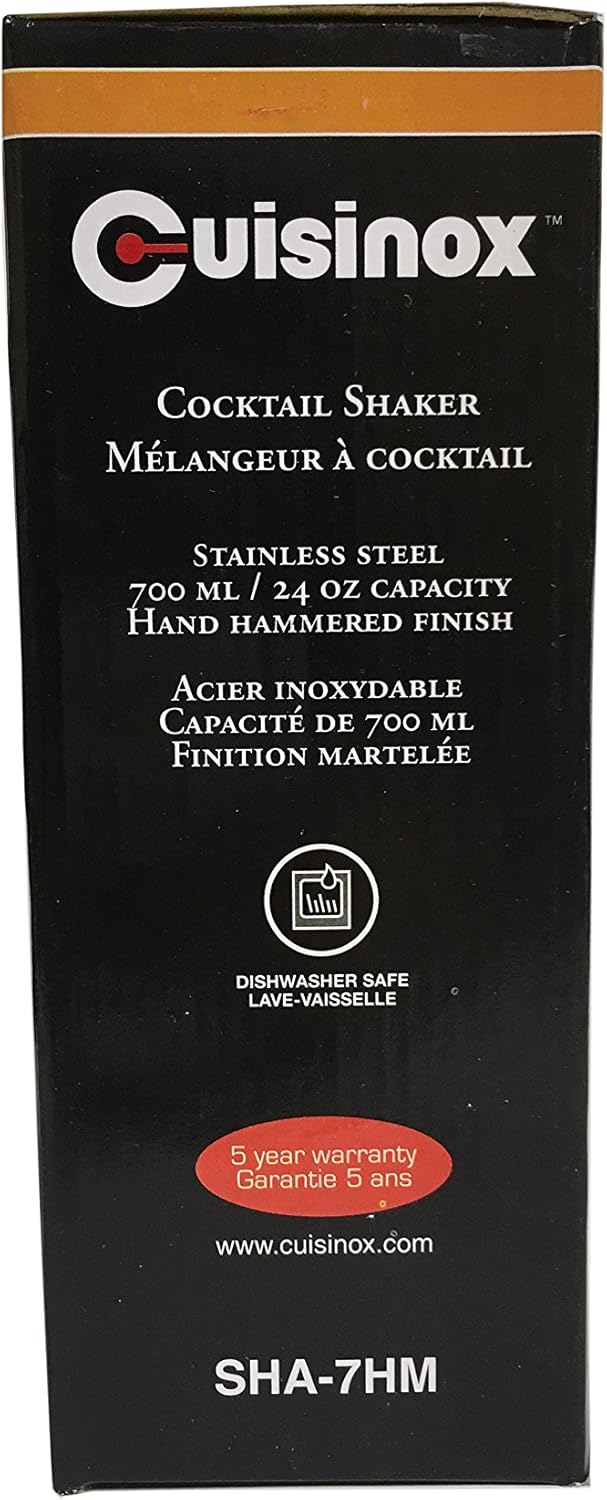 Cuisinox Stainless Steel Cocktail Shaker in Hand Hammered Finish – 700ml by Kitchen Niche