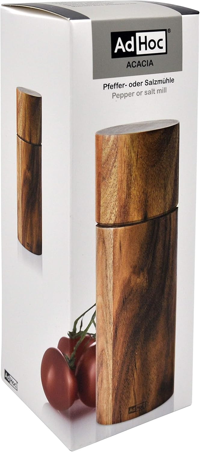 AdHoc Acacia Wood Salt and Pepper Mill – Large – 6.7" / 17 cm by Kitchen Niche