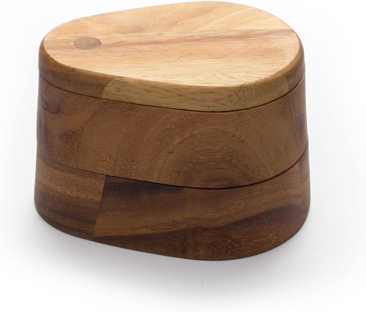 Ironwood Acacia Wood Double Layer Swivel Salt Box