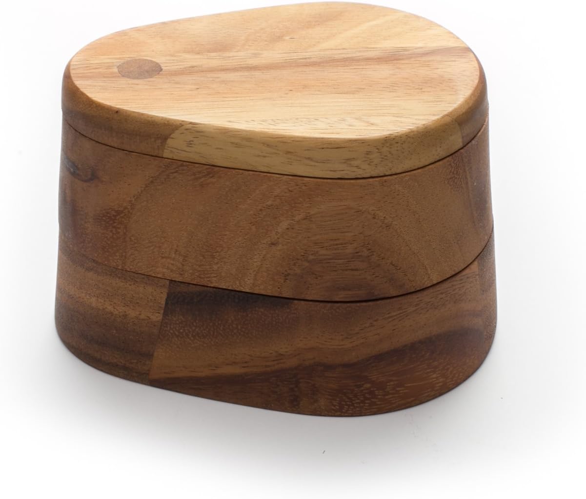 Ironwood Acacia Wood Double Layer Swivel Salt Box