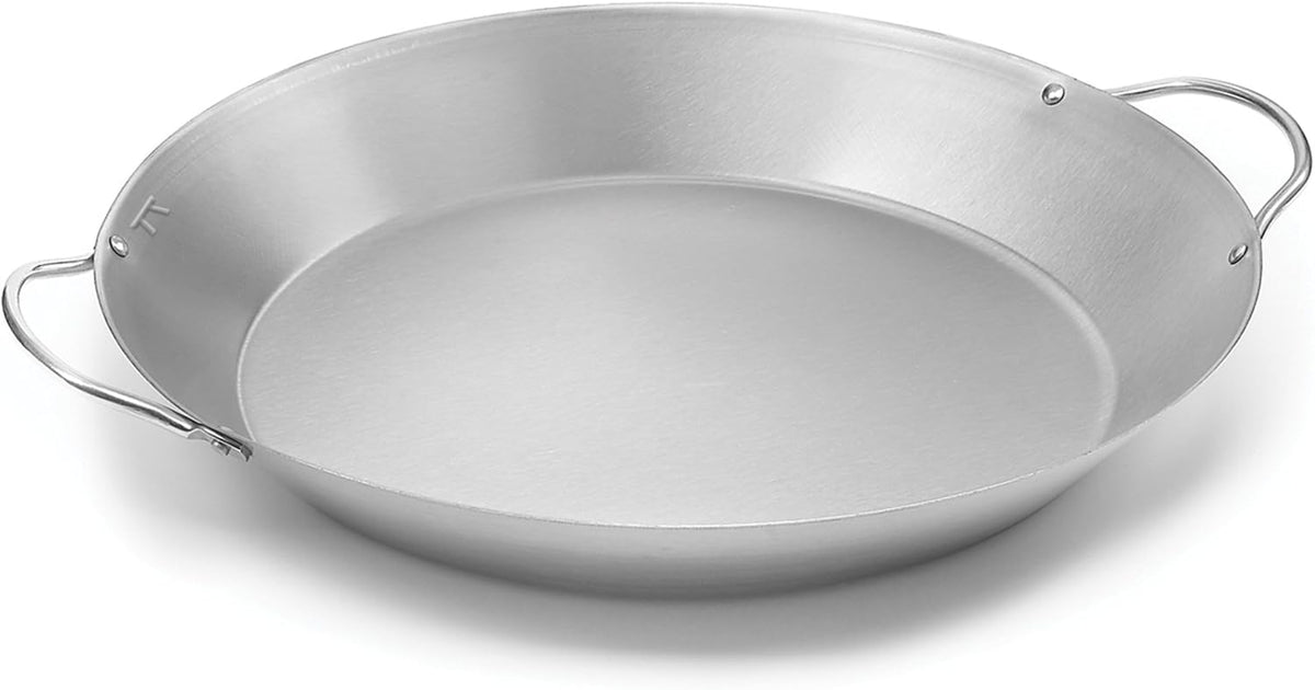 Outset Stainless Steel Paella Pan with Handles – 14&quot;