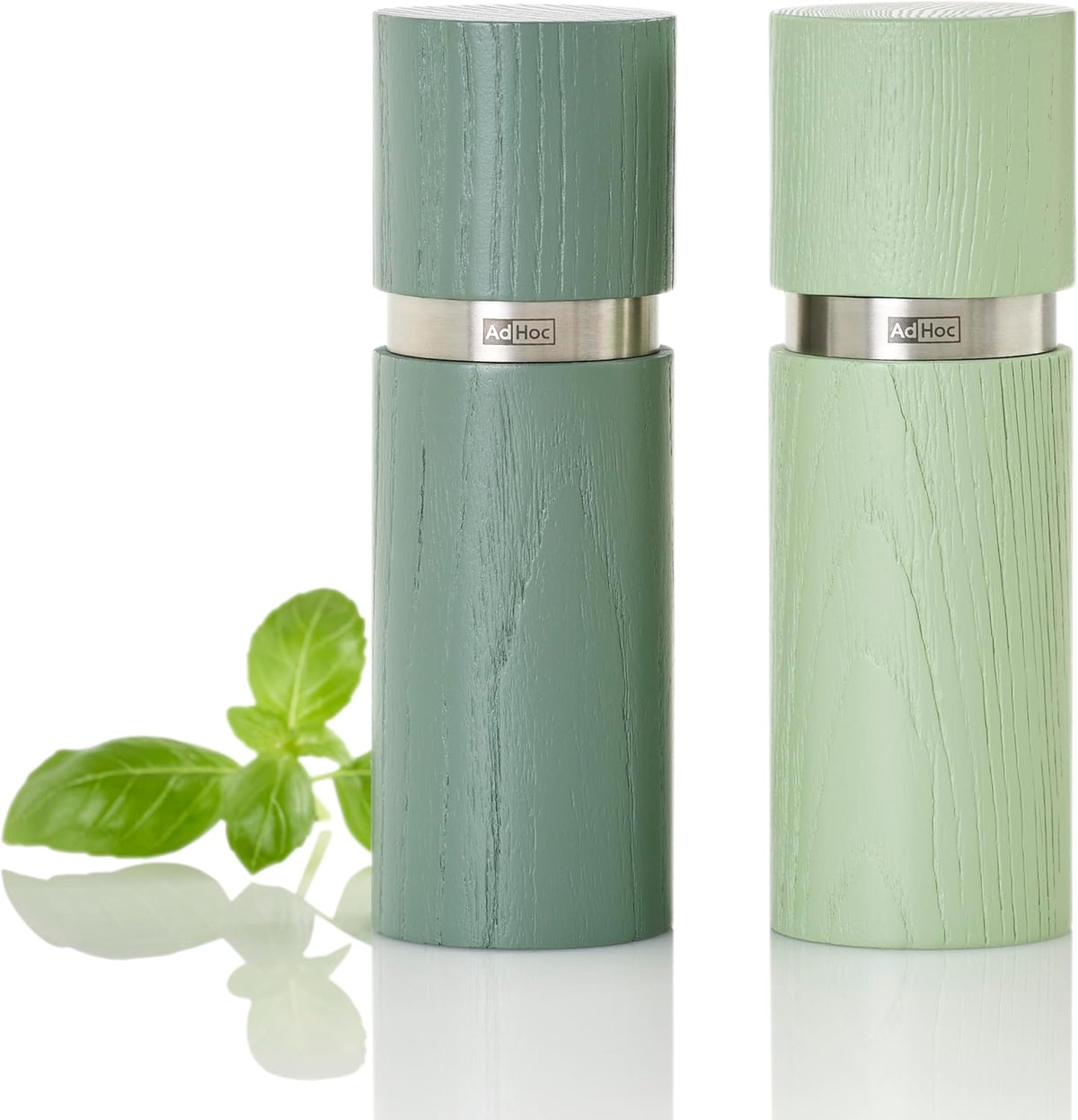 AdHoc Textura Salt and Pepper Mill Set – Dark / Light Green – 6" / 15 cm