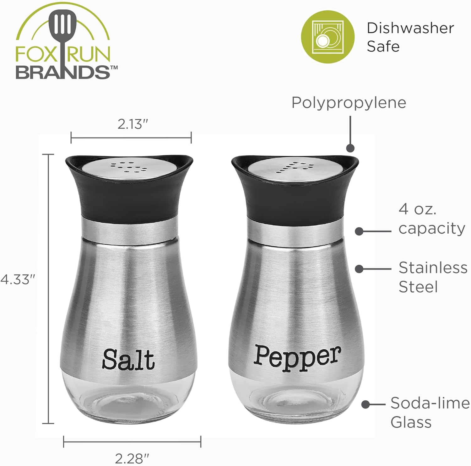 Fox Run Salt & Pepper Stainless Steel Shaker Set