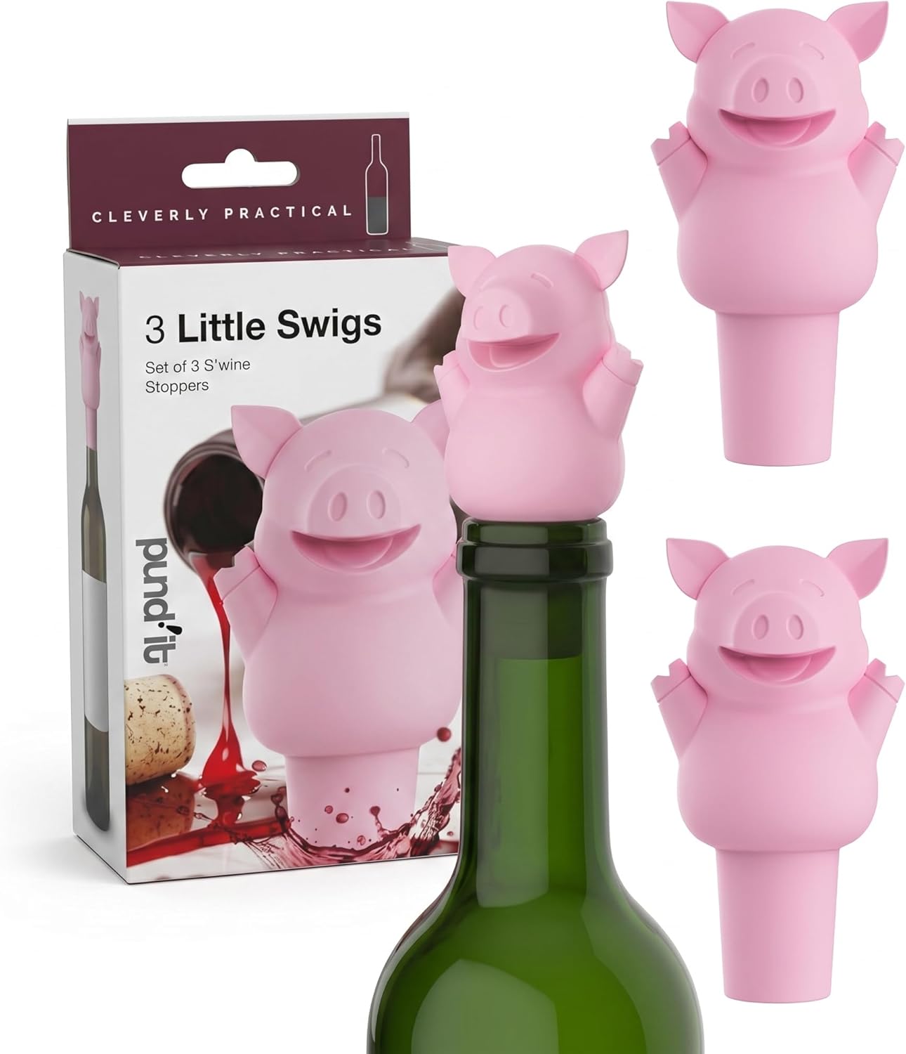 Pundit Three Little Swigs Bottle Stoppers, Set of 3