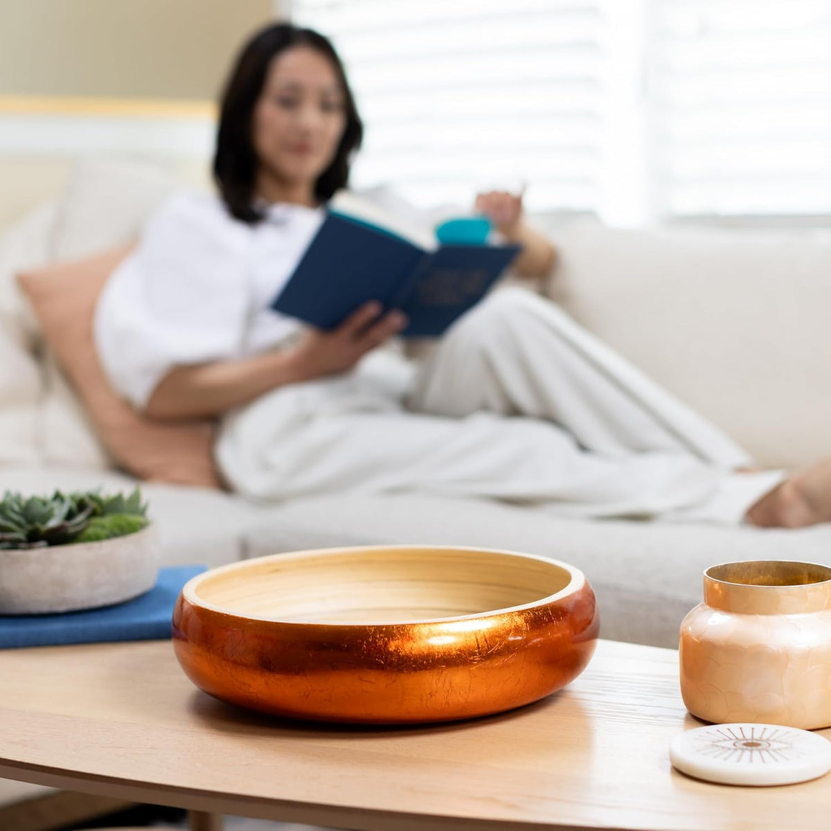 Joyce Chen Lexa Bamboo Fruit Bowl – Copper – 12 Inch