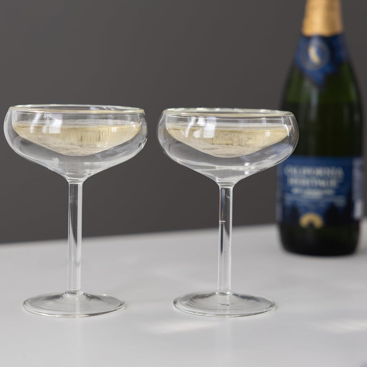 Outset Hand-Blown Double Wall Coupe Champagne Glasses Set of 2