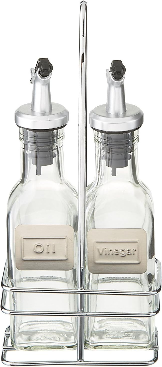 Cuisinox Oil & Vinegar Set with Caddy – 175ml each Bottle (English Labels) by Kitchen Niche