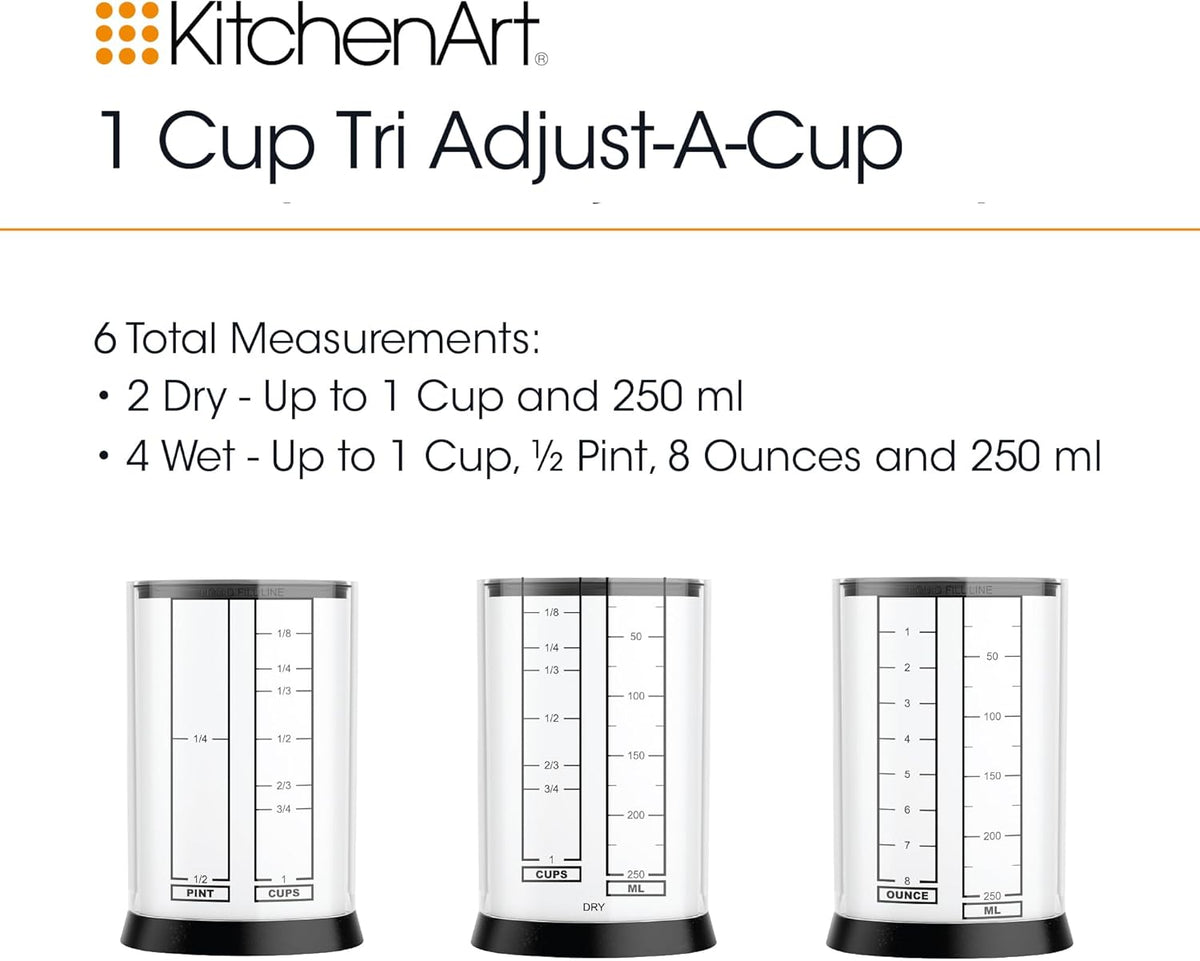 KitchenArt 1 Cup Tri Adjust-A-Cup Measuring Cup