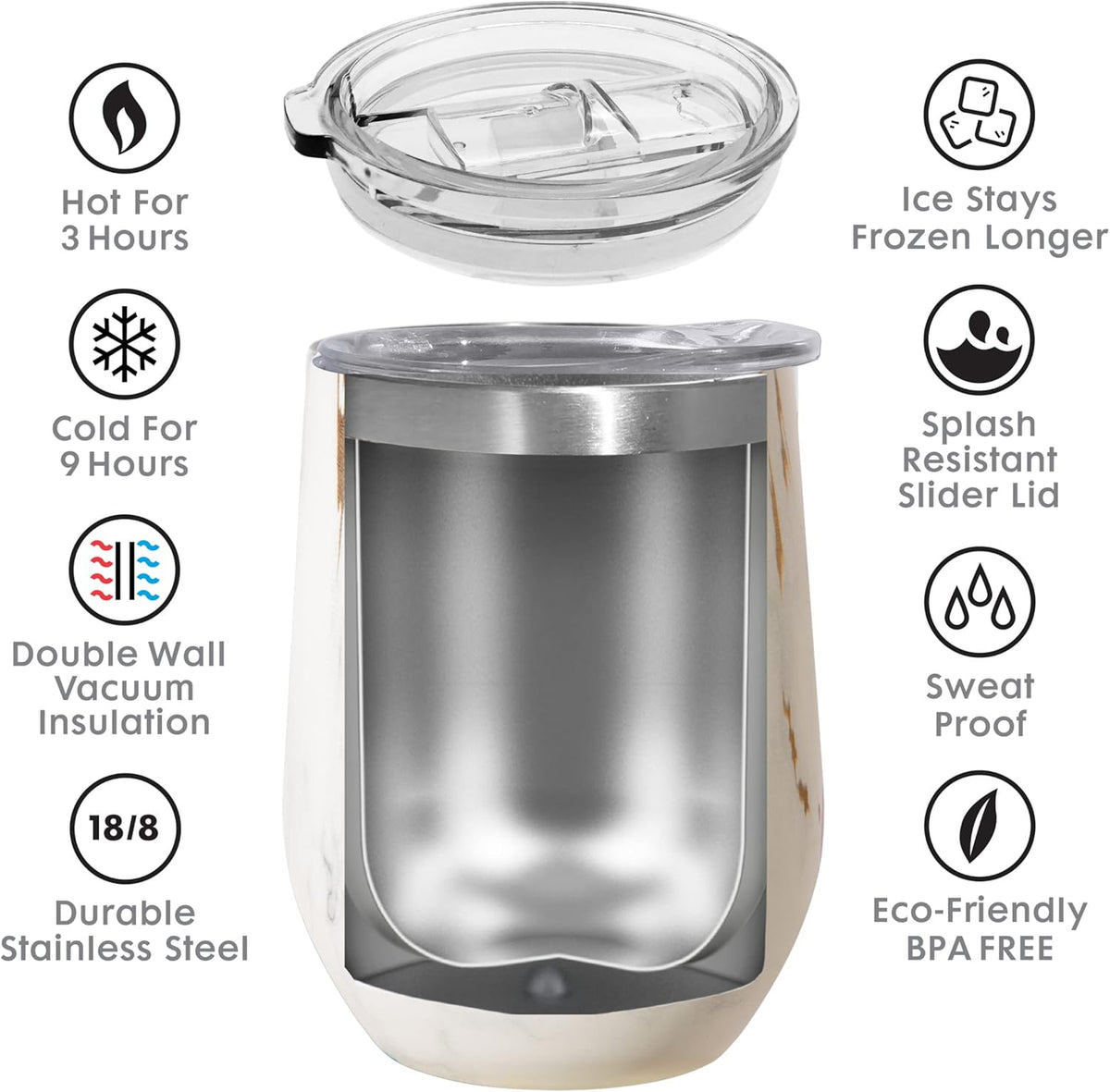 Oggi Double-Wall Wine Tumbler – 350 ml – Silver