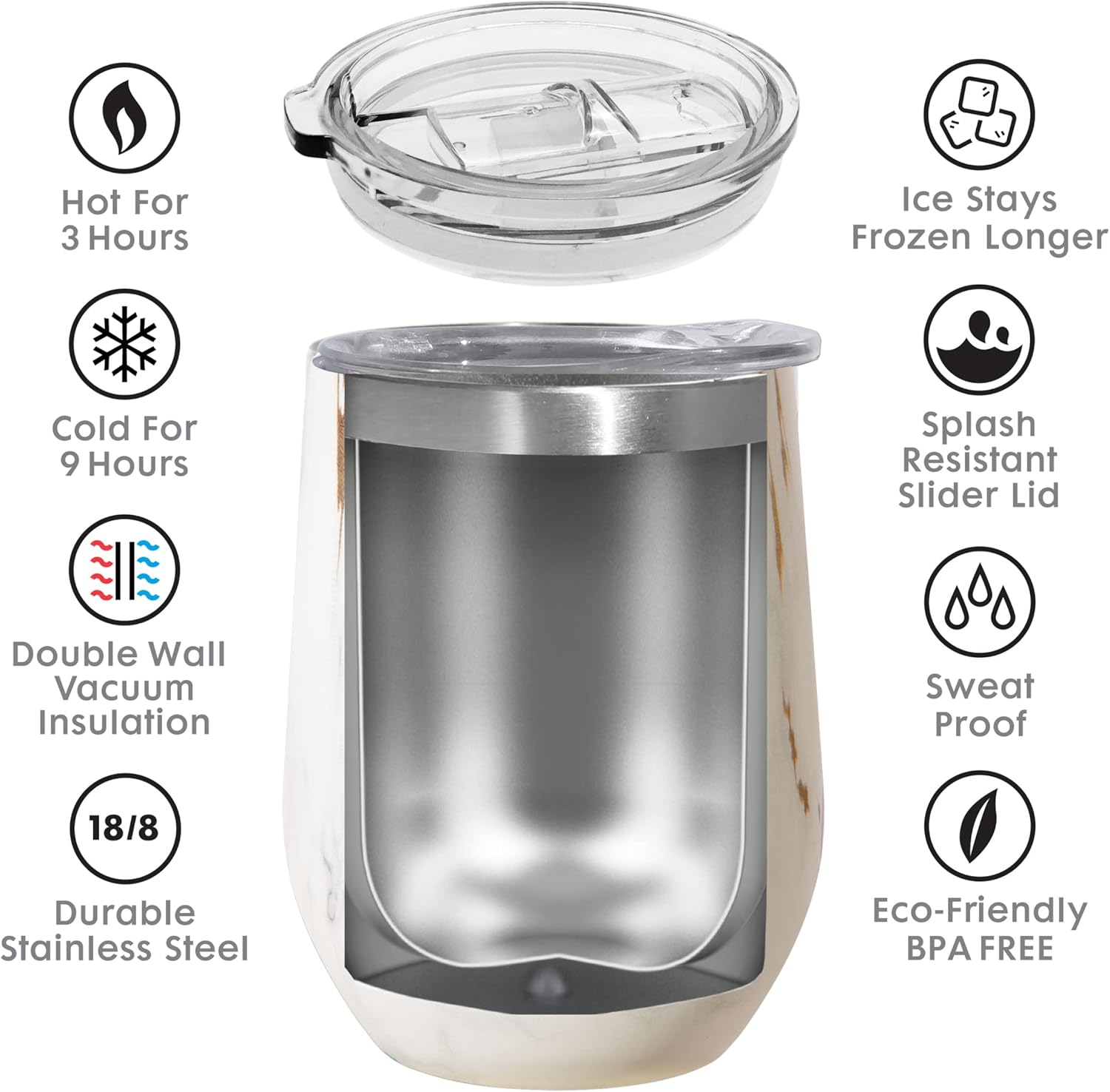 Oggi Double-Wall Wine Tumbler – 350 ml – Silver