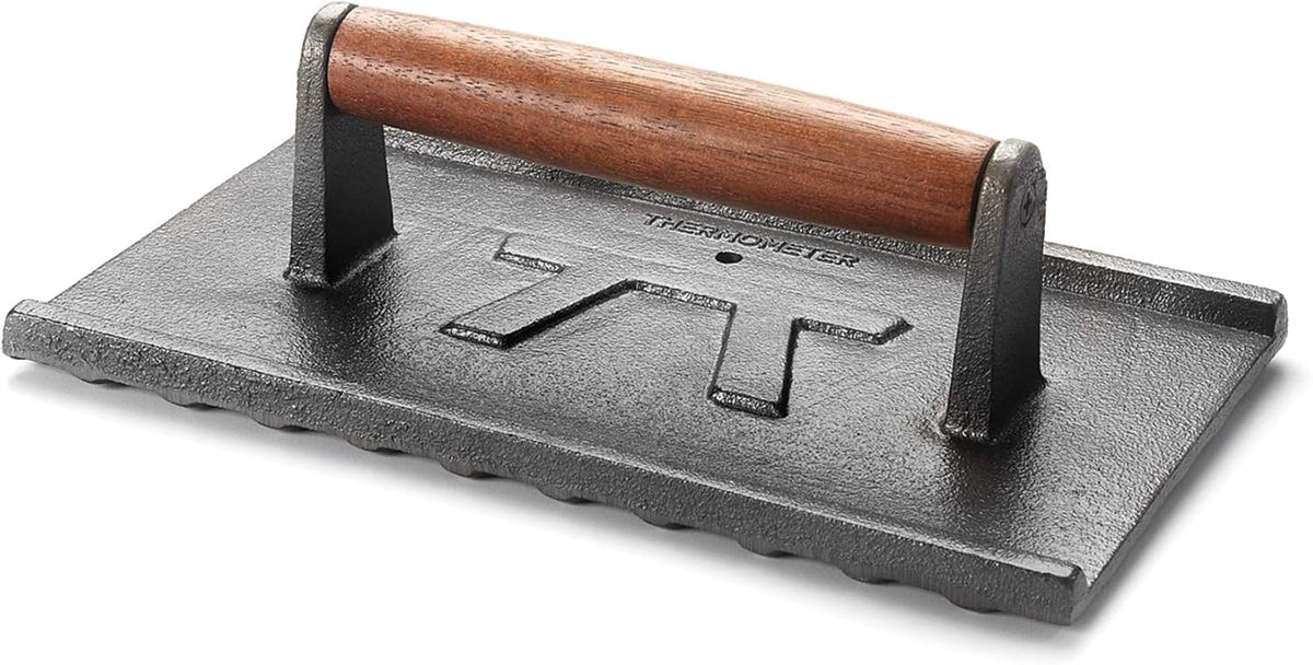 Outset Rectangular Cast Iron Grill Press – 9" × 5"