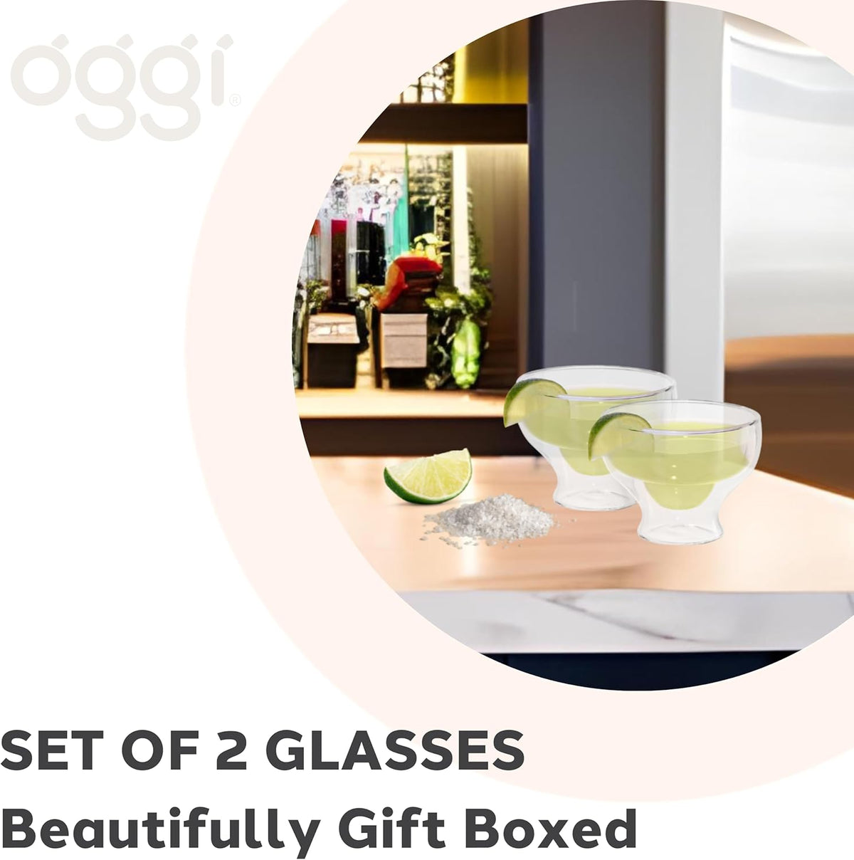 Oggi Set of 2 Double-Wall Margarita Glasses – 300 ml