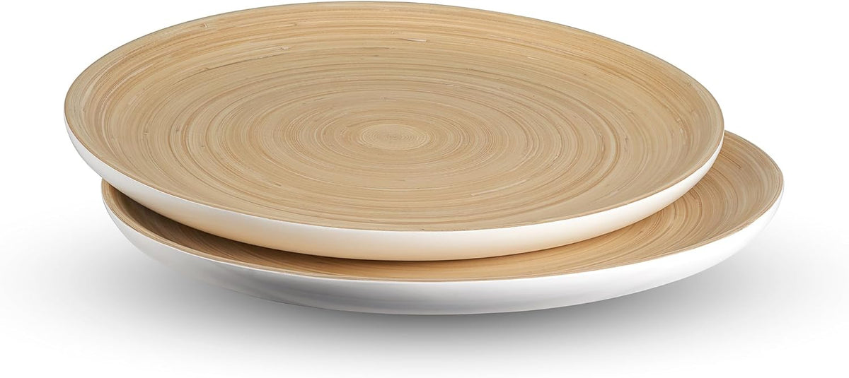 Joyce Chen Lexa Bamboo Serving Plate Set – White – 12 Inch – Set of 2