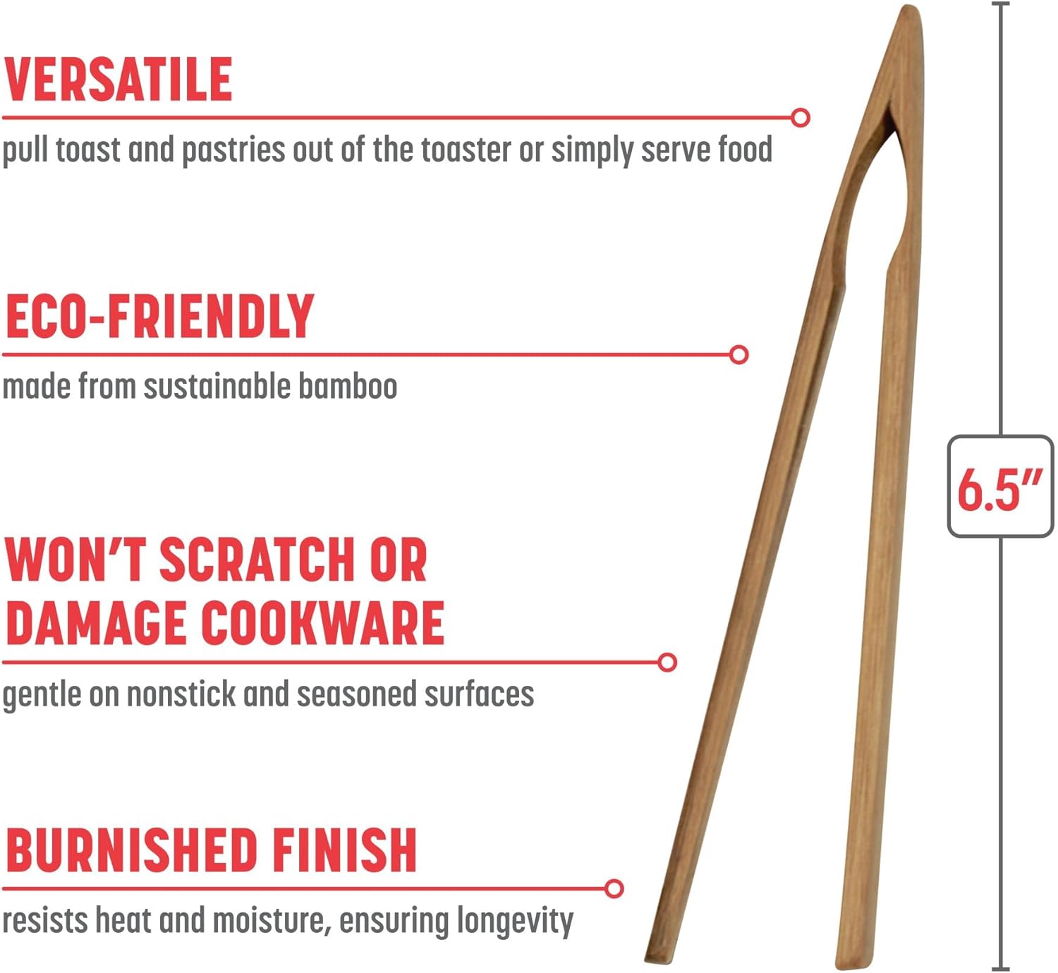 Joyce Chen Burnished Bamboo Toaster Tongs – 6.5 Inch