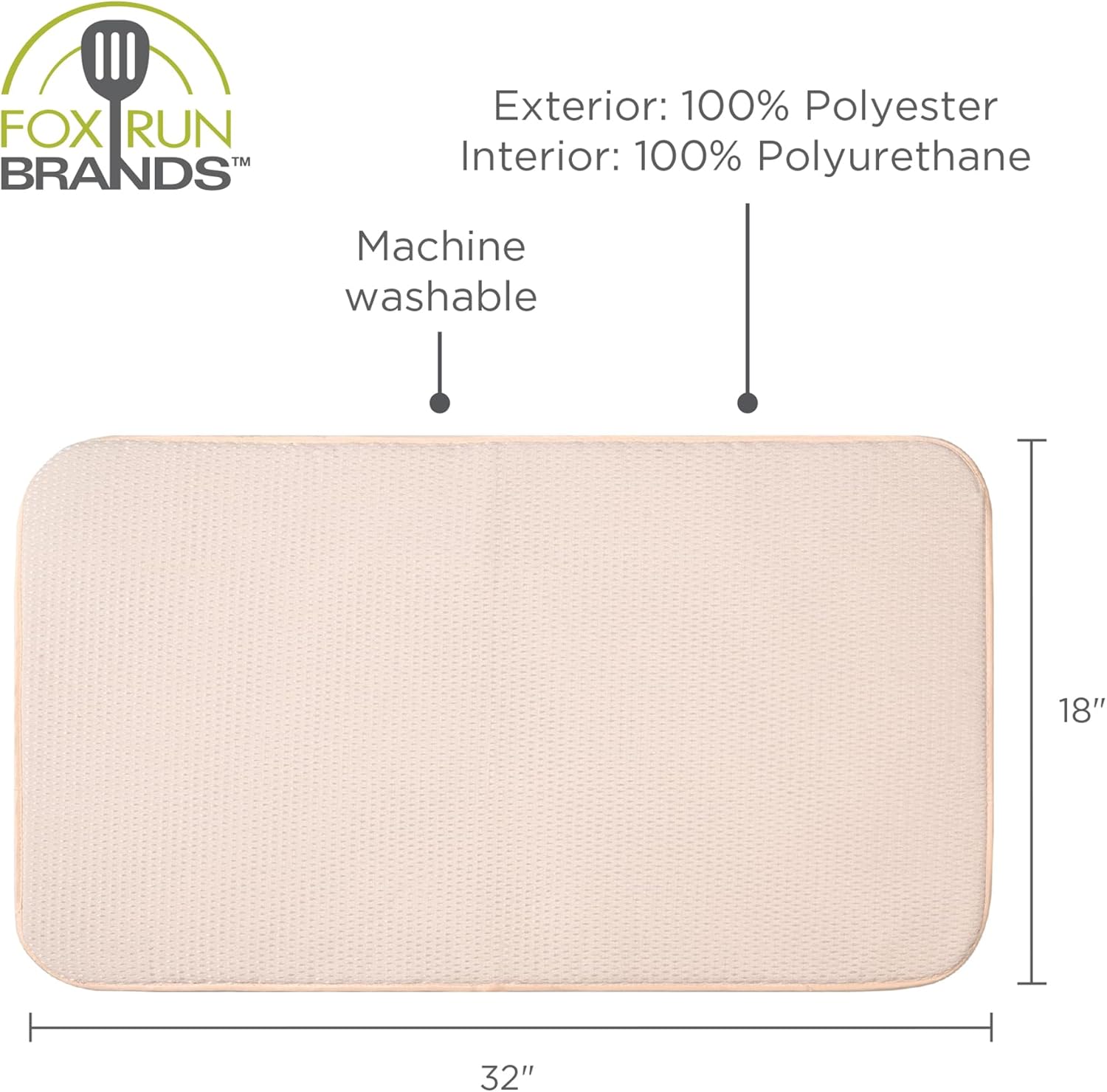 Fox Run Dish Drying Mat 18x32 Cream