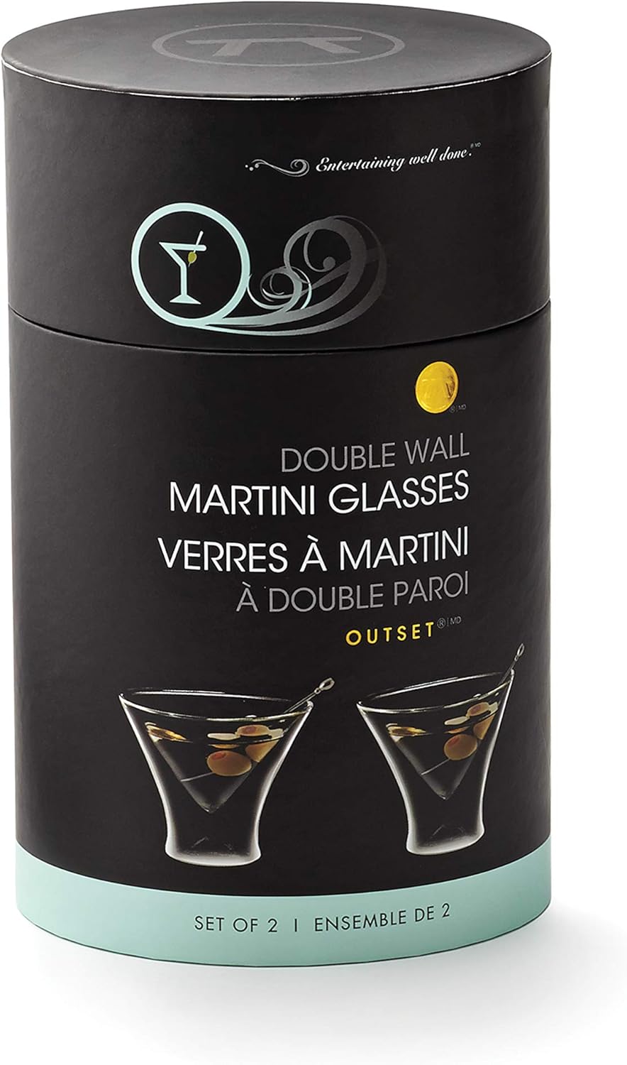 Outset Double Wall Stemless Martini Glasses Set of 2 – Borosilicate