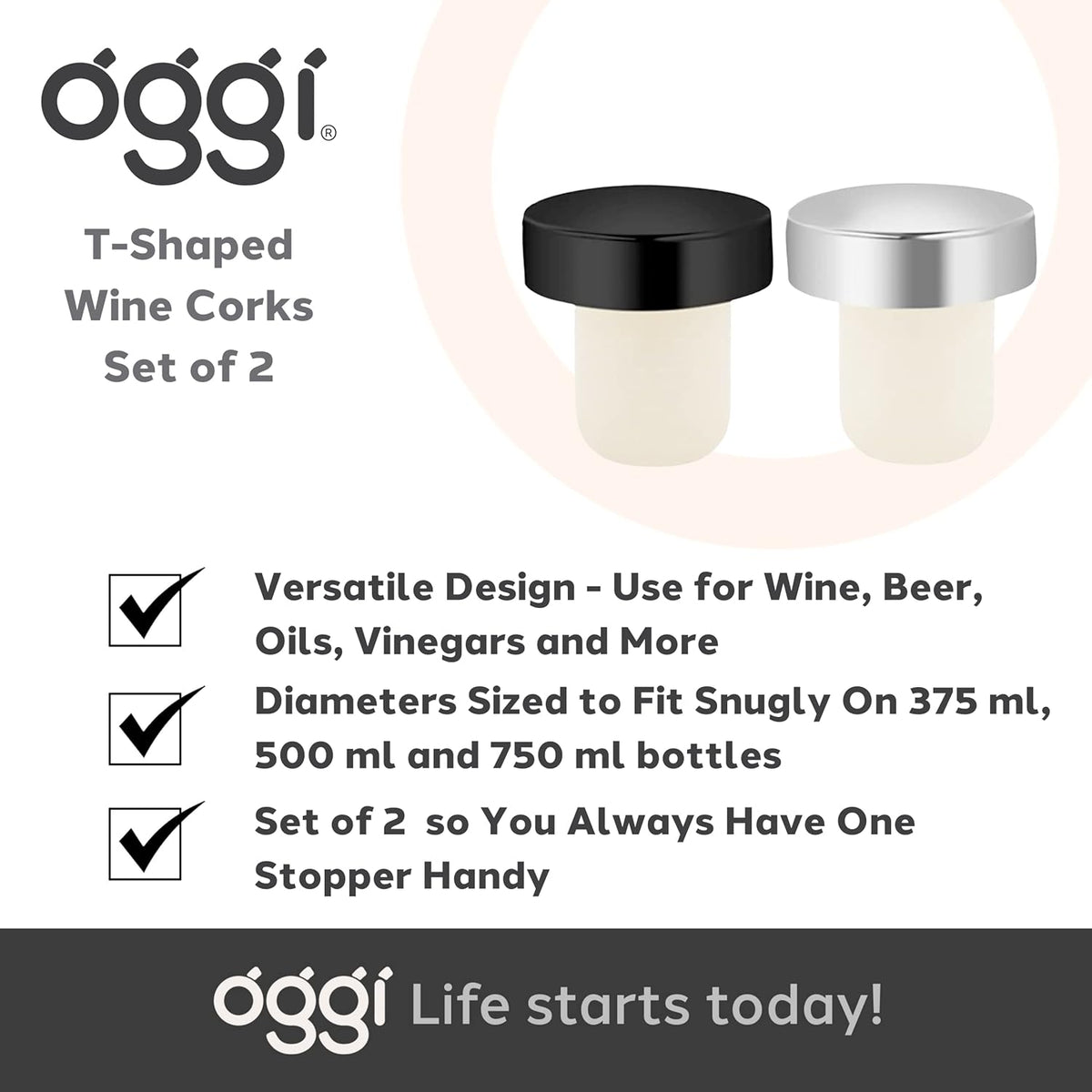 Oggi Set of 2 Bottle Stoppers