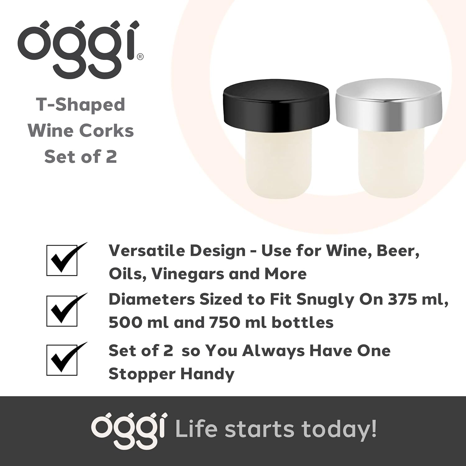 Oggi Set of 2 Bottle Stoppers