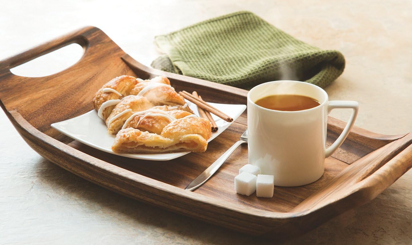 Ironwood Norwegian Saddle Acacia Wood Serving Tray with Handles