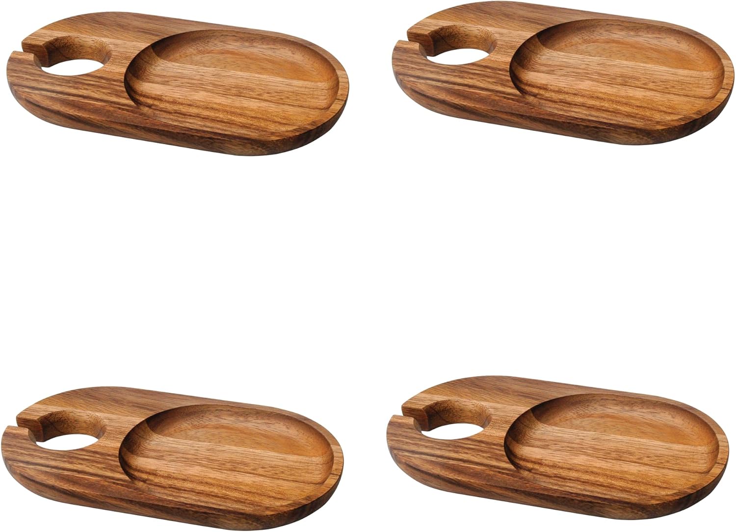 Ironwood Petaluma Acacia Wood Cheese and Cocktail Plates Set of 4