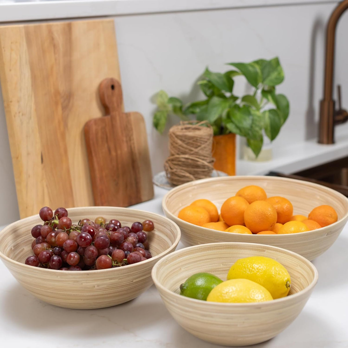 Joyce Chen Lexa Bamboo Bowl Set – Natural – 8, 10 & 12 Inch – Set of 3
