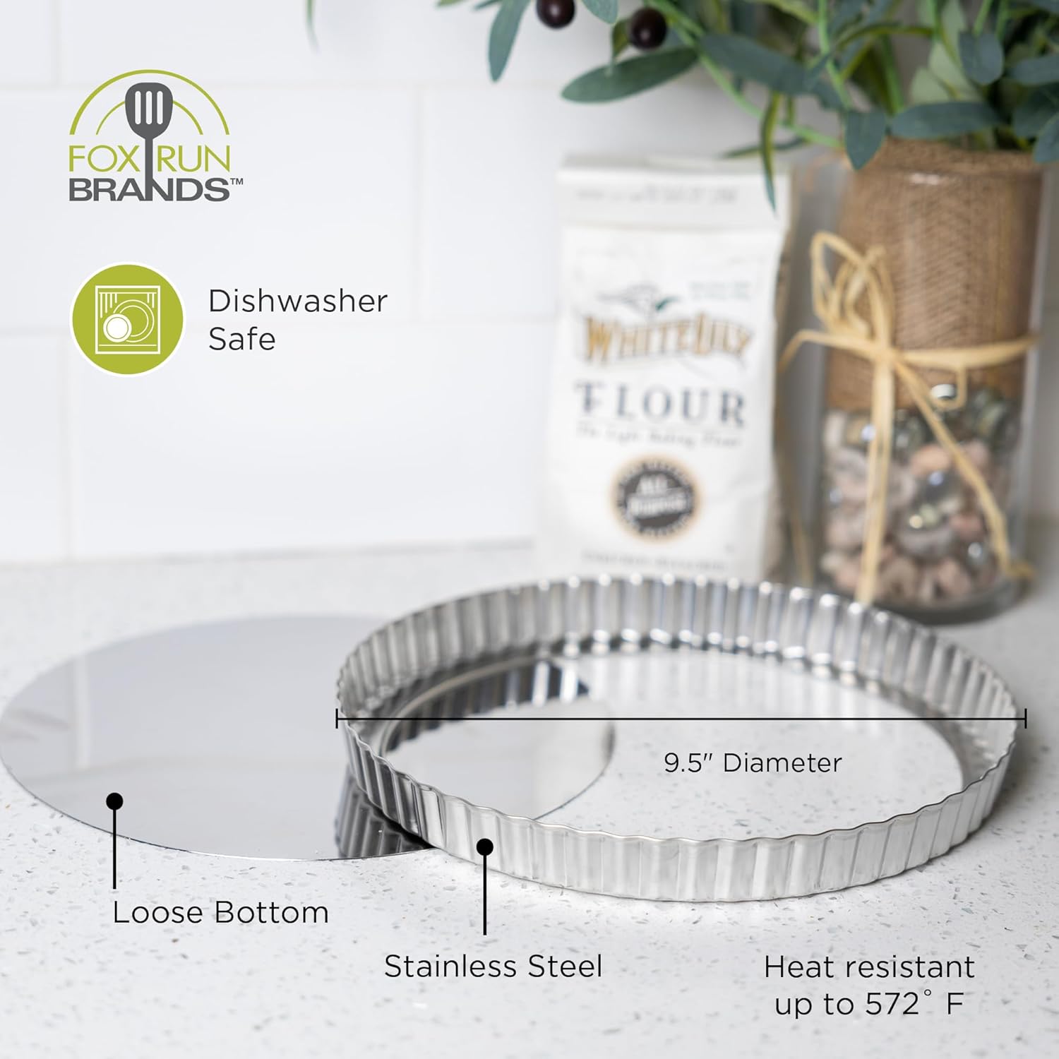 Fox Run 9" Stainless Steel Loose Bottom Tart/Quiche Pan