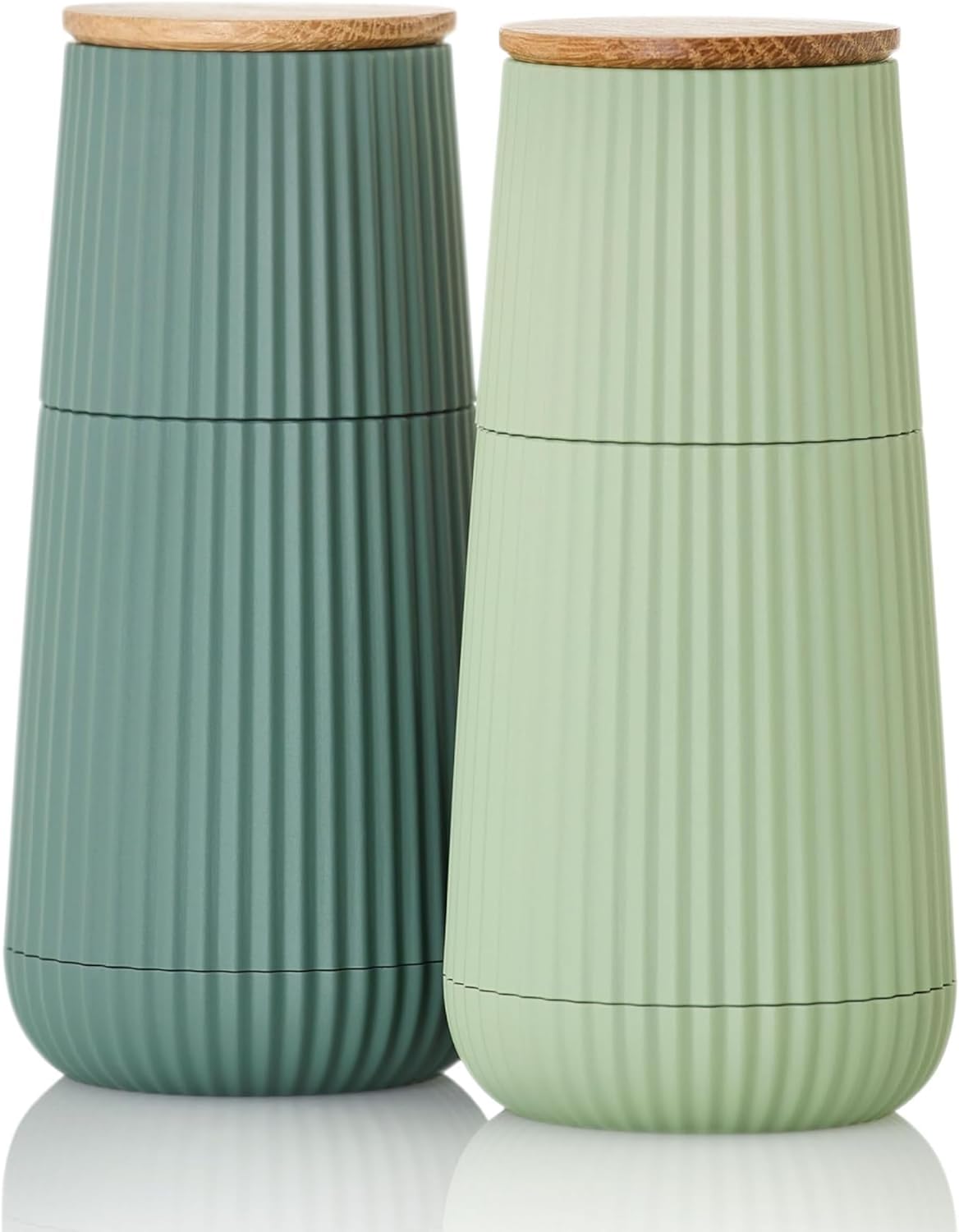AdHoc Scape Salt and Pepper Mill Set – Dark & Light Green – 4.8" / 12 cm