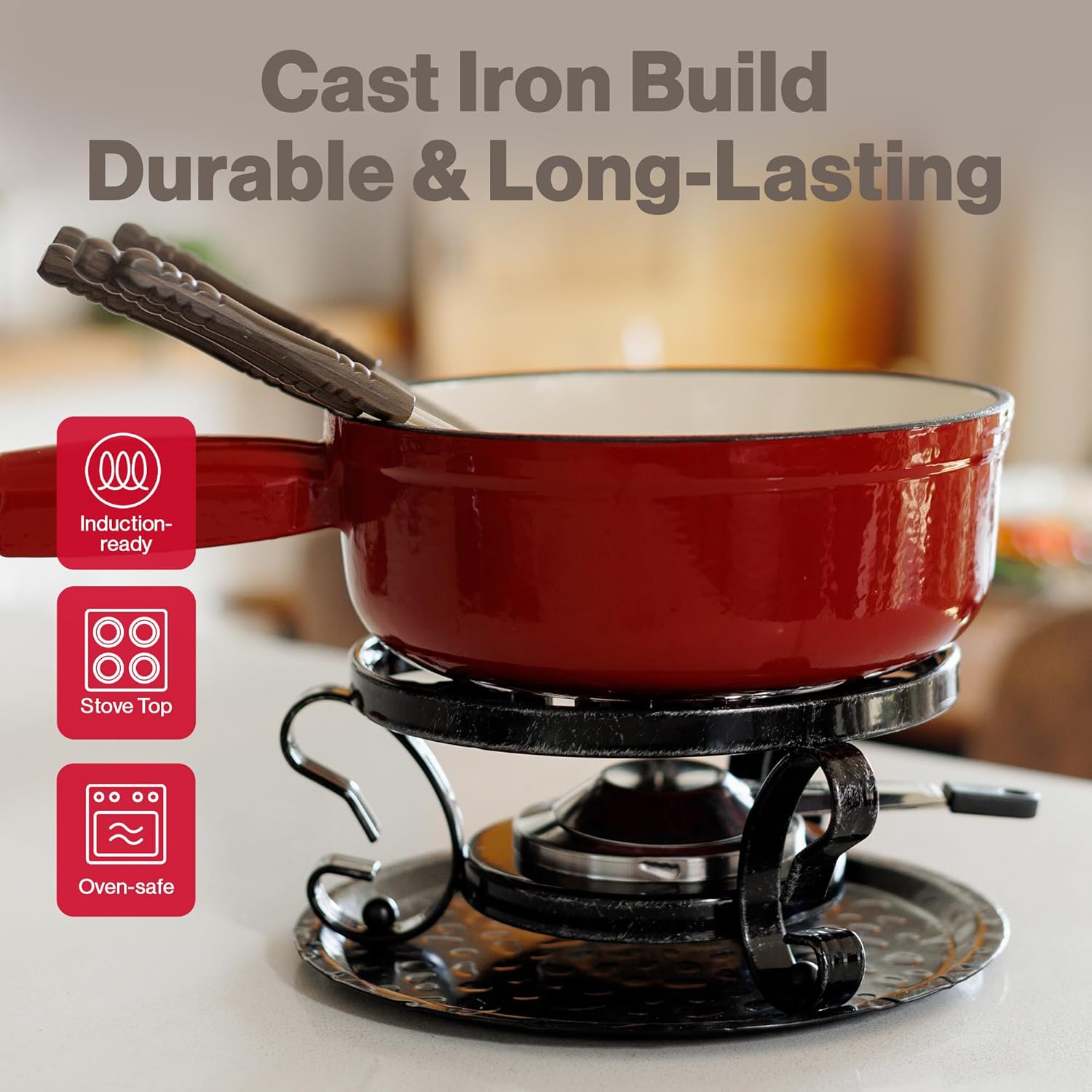 Swissmar Lugano Cast Iron Replacement Pot – Cherry Red, Large