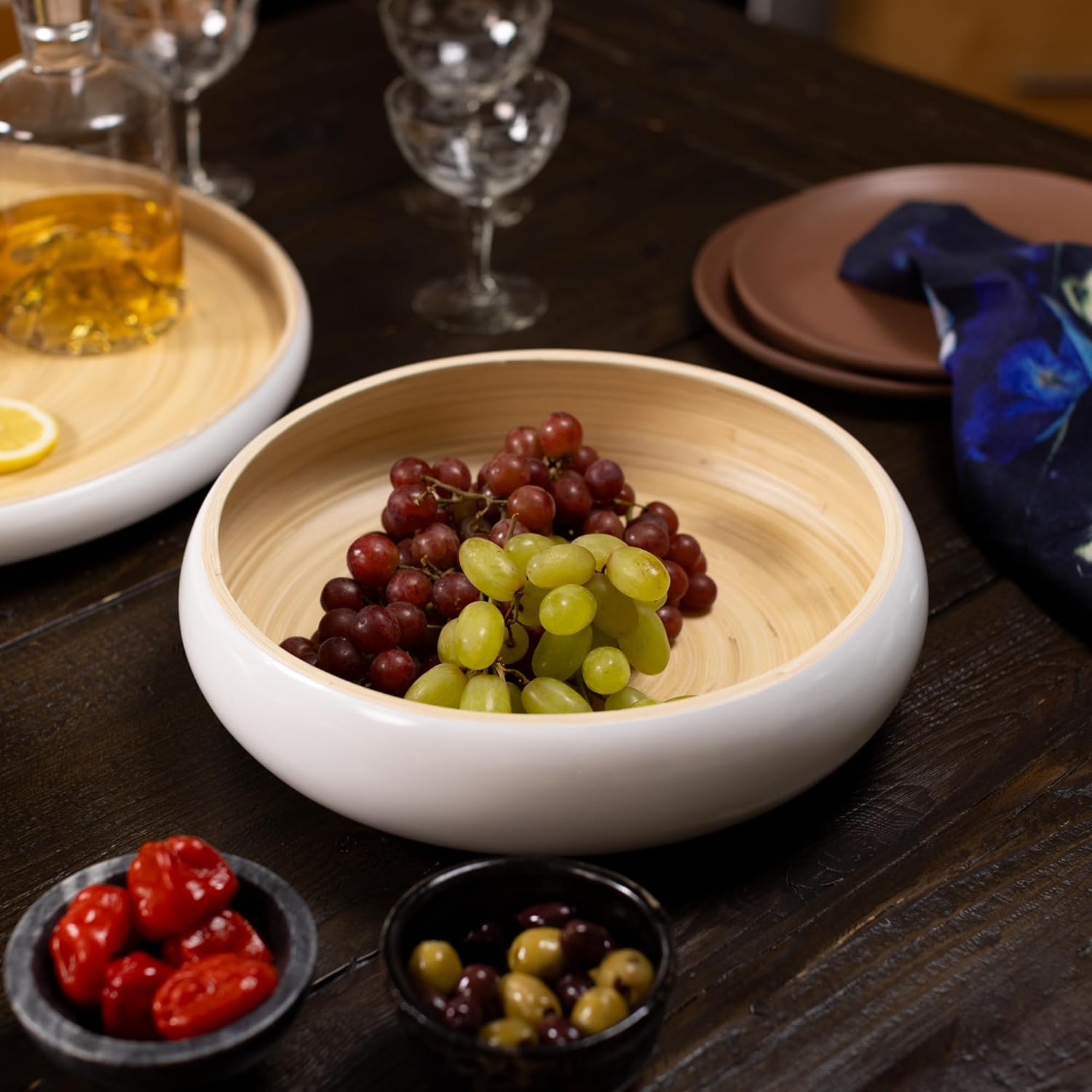 Joyce Chen Lexa Bamboo Fruit Bowl – White – 12 Inch
