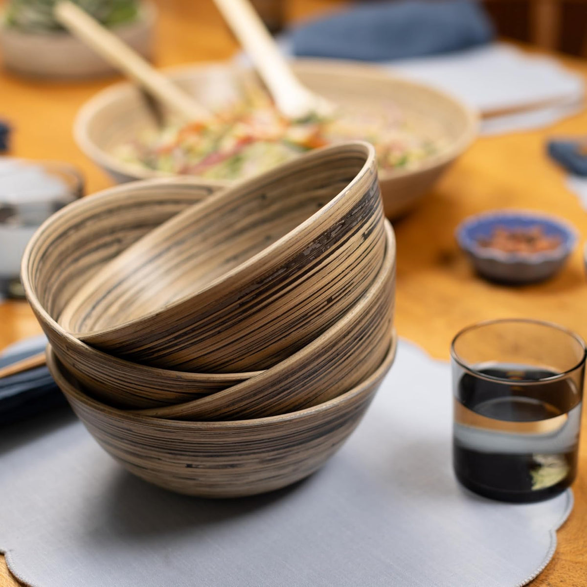 Joyce Chen Lexa Bamboo Salad Bowl Set – Black – 8 Inch – Set of 4