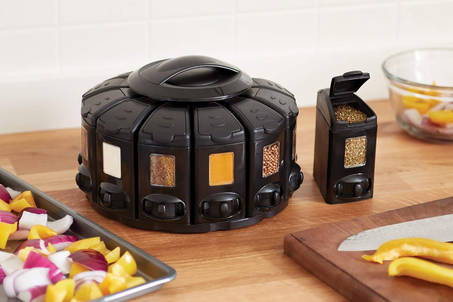 KitchenArt Select-A-Spice Auto-Measure Spice Carousel with Lever