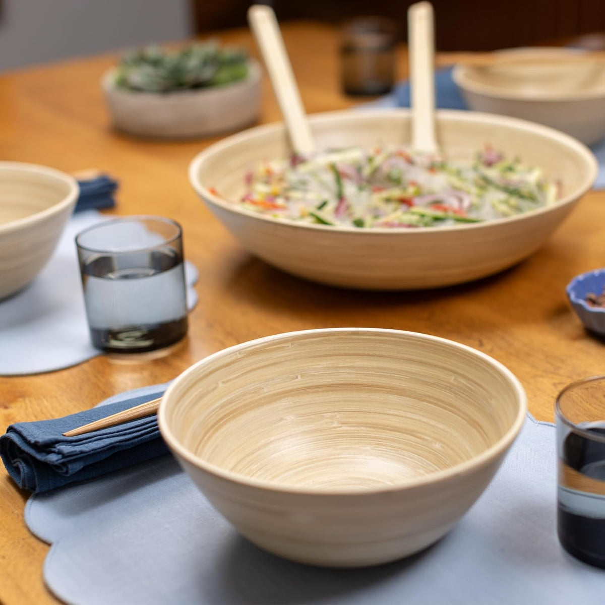 Joyce Chen Lexa Bamboo Salad Bowl Set – Natural – 8 Inch – Set of 4