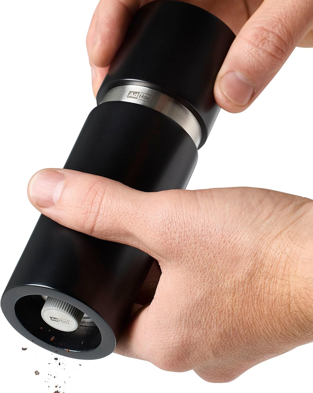 AdHoc Textura Salt and Pepper Mill Set – Black / White – 6" / 15 cm