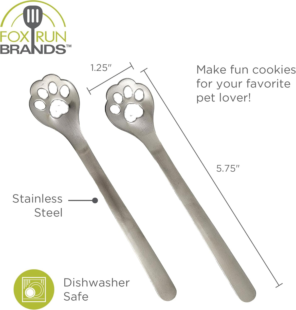 Fox Run Paw Print Cookie Spoon Set