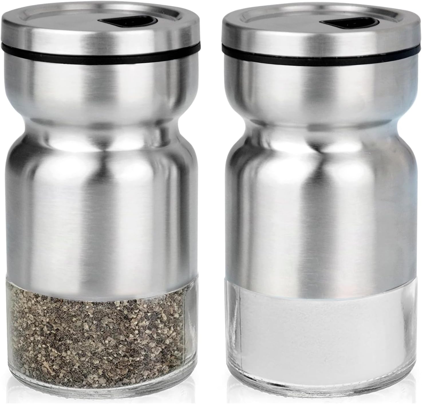 Cuisinox Salt and Pepper Shaker Set in Satin Stainless Steel with Caddy – 7 x 15cm by Kitchen Niche