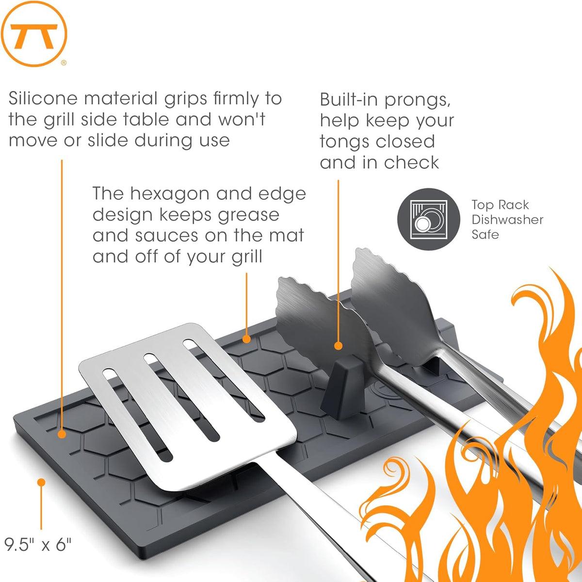 Outset Silicone Grill Mat & Tong Holder
