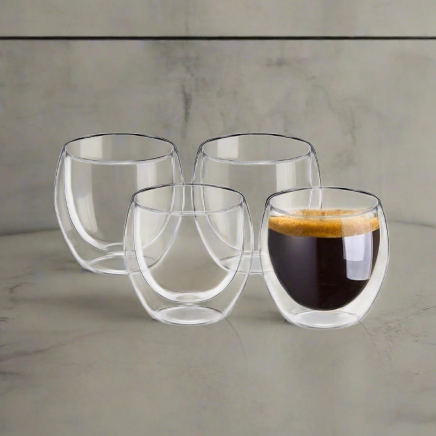 Cuisinox Double-Walled Glass Espresso Cup Set – 104ml, Set of 4 by Kitchen Niche