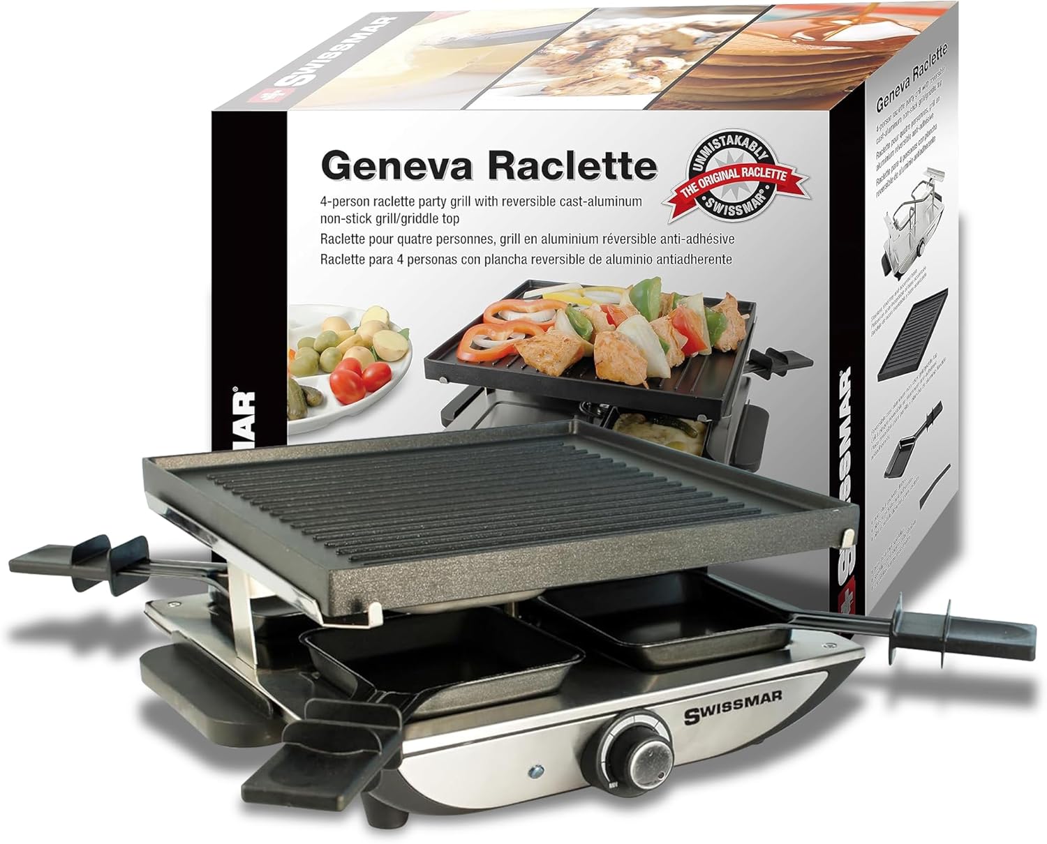 Swissmar Geneva 4-Person Raclette Grill – Nonstick Aluminum Plate