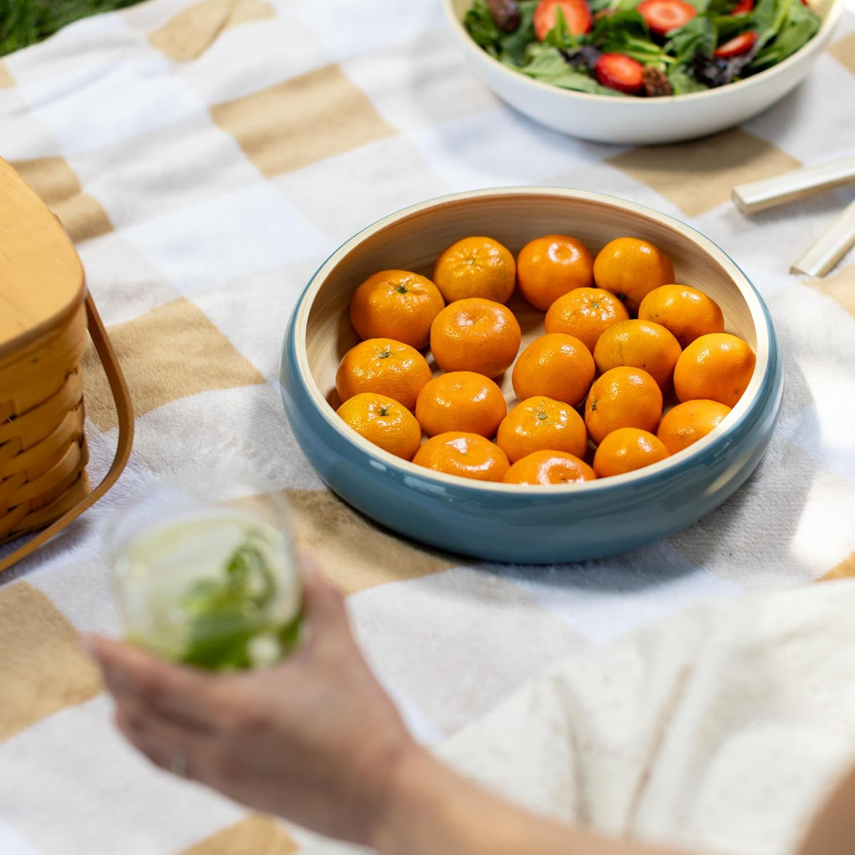 Joyce Chen Lexa Bamboo Fruit Bowl – Navy – 12 Inch