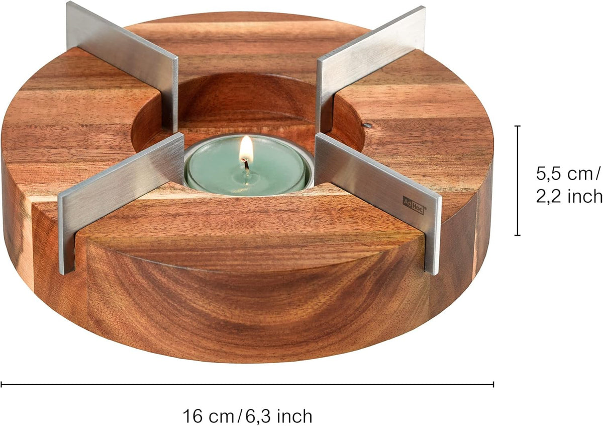 AdHoc Tuto Food & Teapot Warmer – Acacia Wood – 16 cm