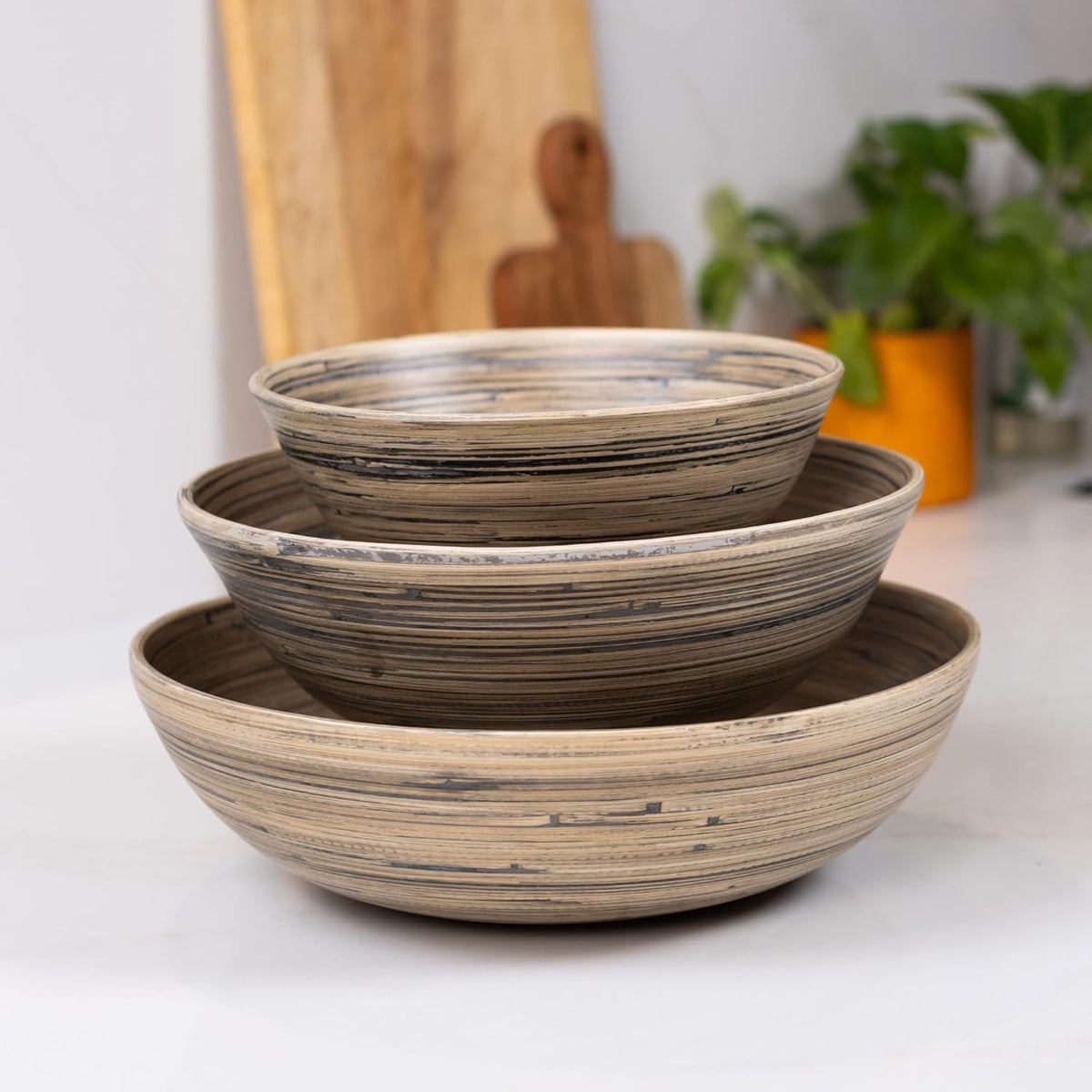 Joyce Chen Lexa Bamboo Bowl Set – Black – 8, 10 & 12 Inch – Set of 3
