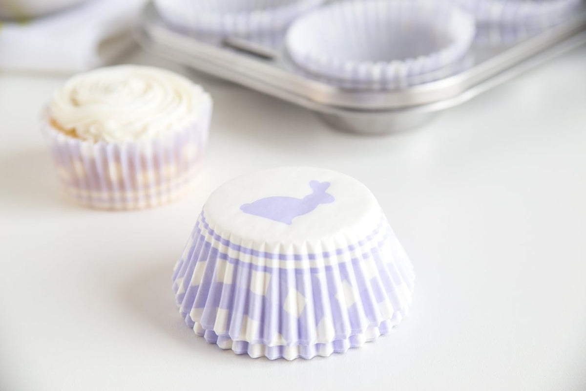 Fox Run Purple Gingham Bunny Baking Cup Set of 50