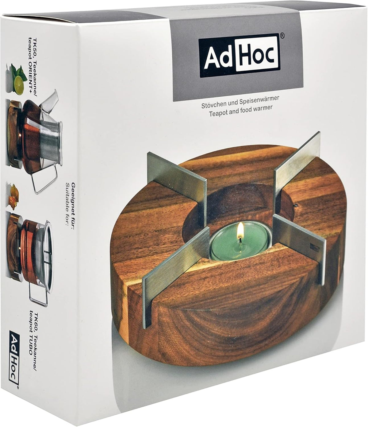 AdHoc Tuto Food & Teapot Warmer – Acacia Wood – 16 cm