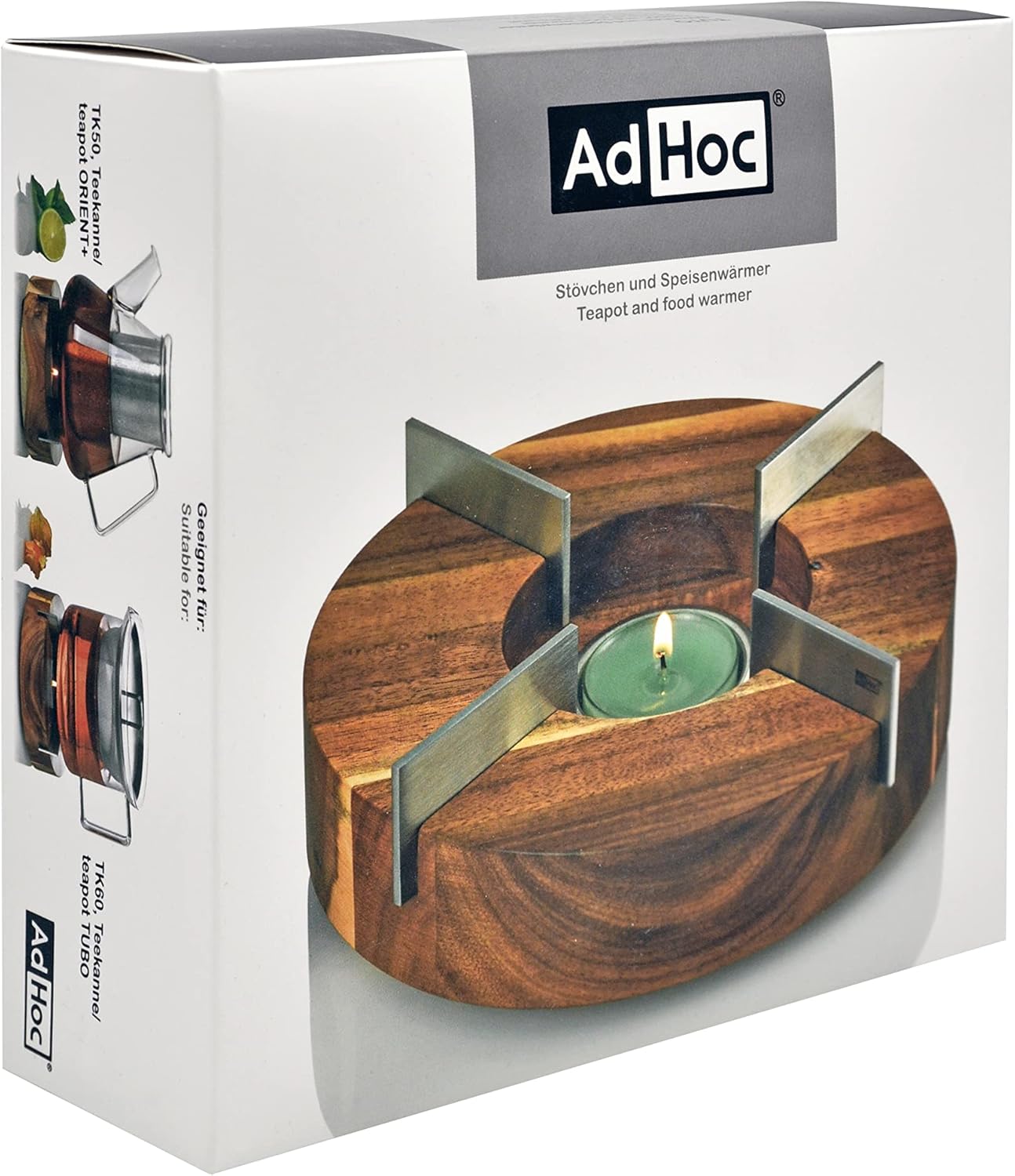 AdHoc Tuto Food & Teapot Warmer – Acacia Wood – 16 cm