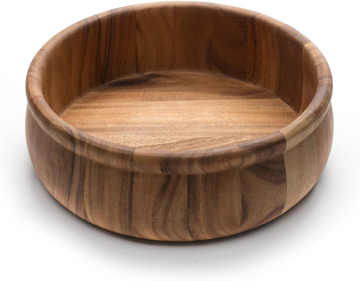 Ironwood Bead Rim Salad Bowl – Large Acacia Wood