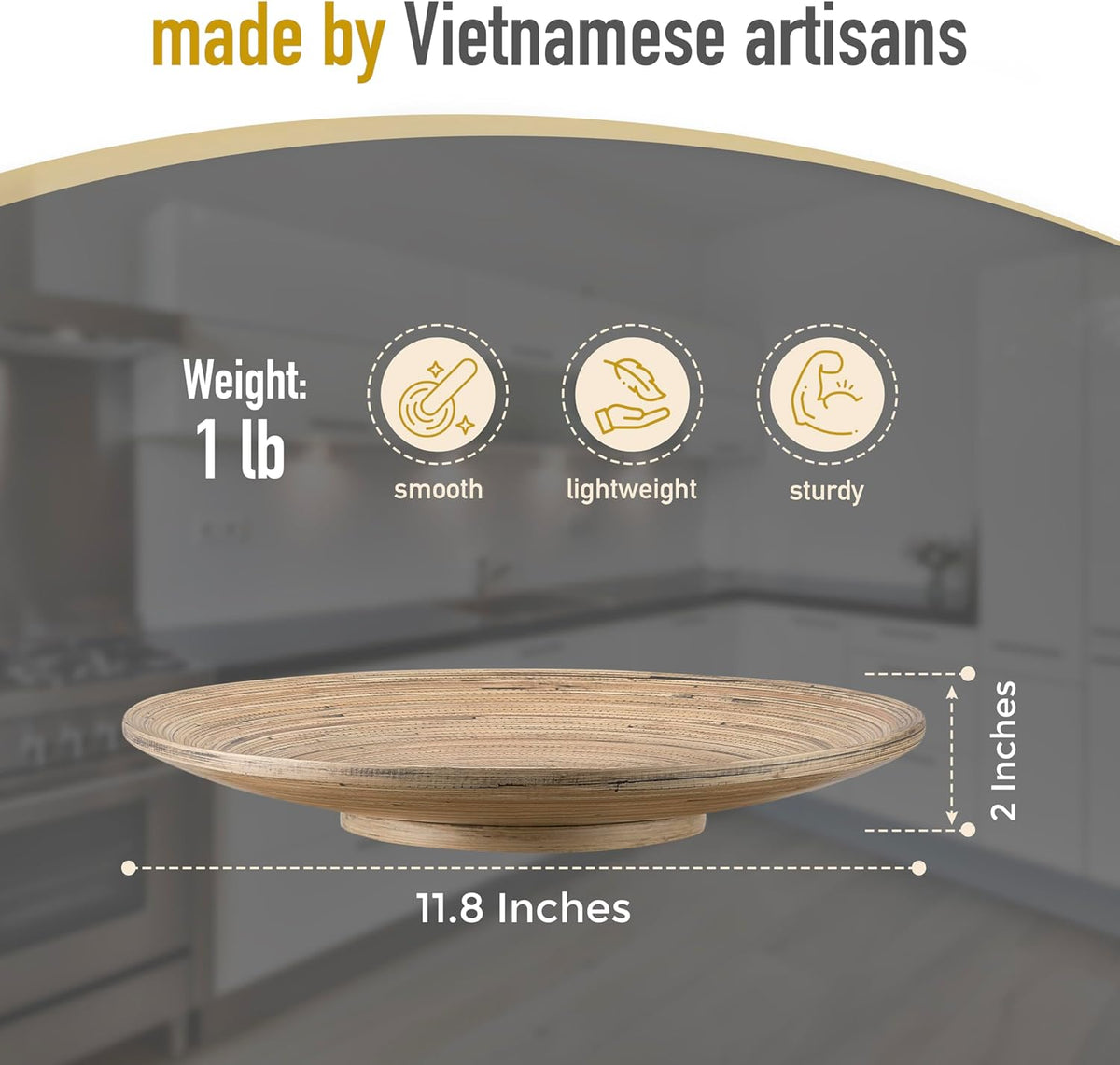 Joyce Chen Lexa Bamboo Footed Plate – Black – 12 Inch