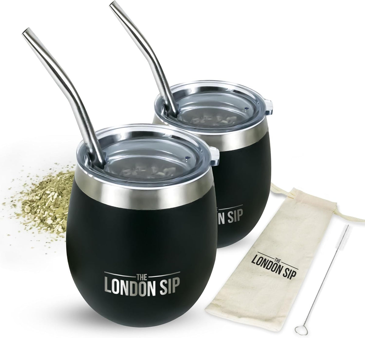 London Sip Yerba Mate Cup 2-Pack Set – Black – 8 oz